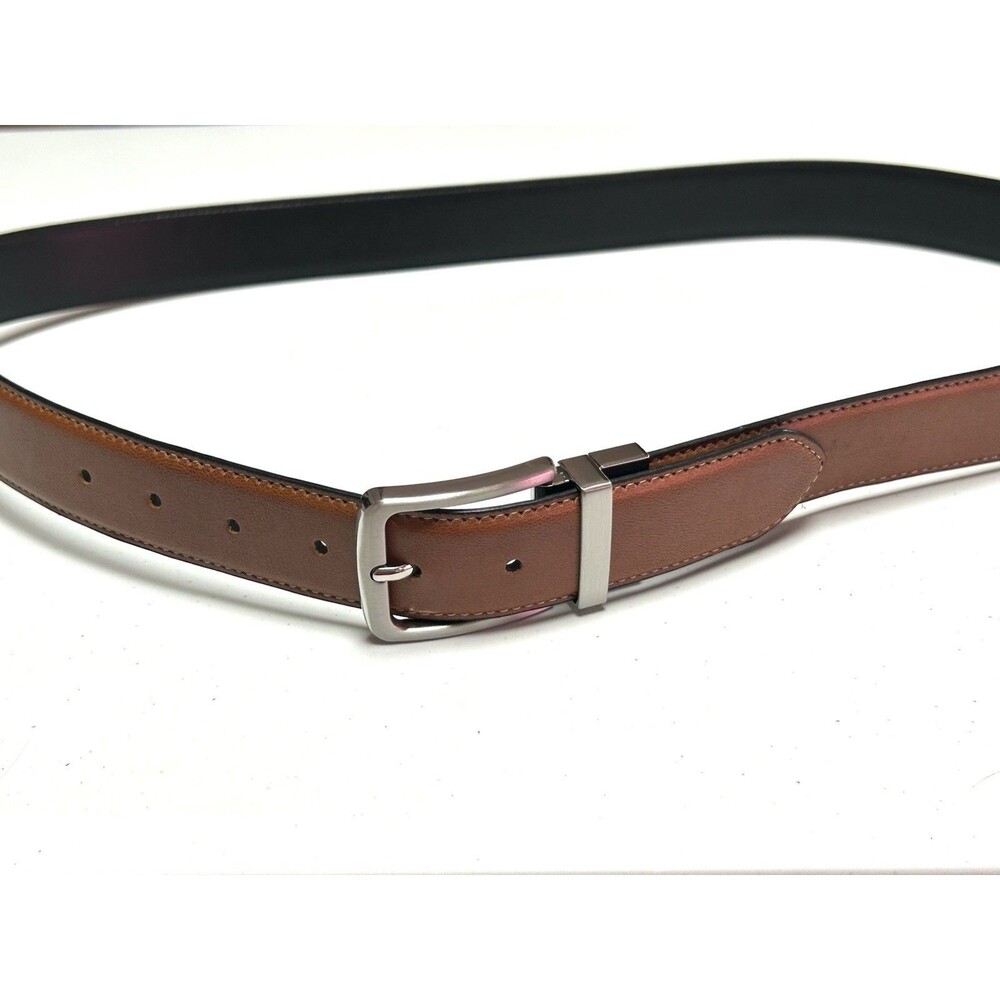 Steve Madden Reversible Leather Belt Mens 42 44 Brown Black 1.5”